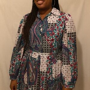 Leslie Fay Floral Paisley Long Sleeve Dress